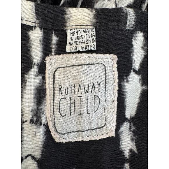 RUNAWAY CHILD Black White Tie Dye Kaftan Beach Coverup Maxi Dress Hand Made OS - Picture 15 of 15